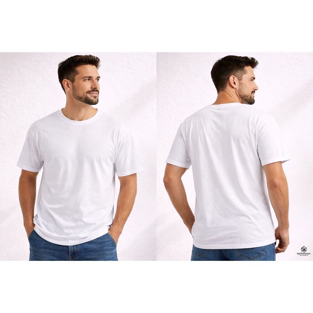 NWOT Rugby University Men’s White T-Shirt Set 2 Pack Sz S Cotton Crew Neck Basic